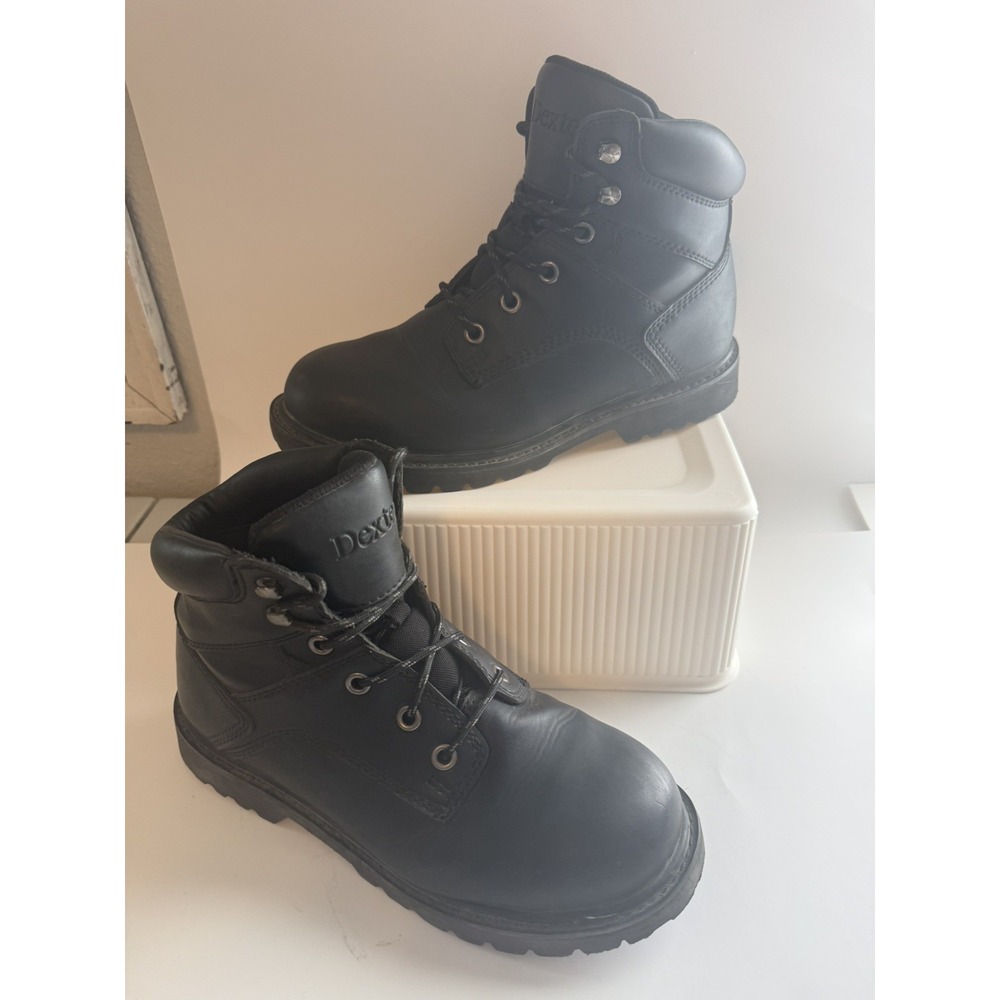 Dexter Work Safety Steel Toe Boots Oil & Skid Resistant Mens Size 8 Black